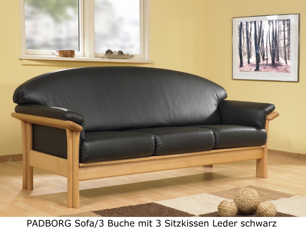 PADBORG Sofa 3 mit 3 Sitzkissen Leder schwarz Gestell Buche.jpg